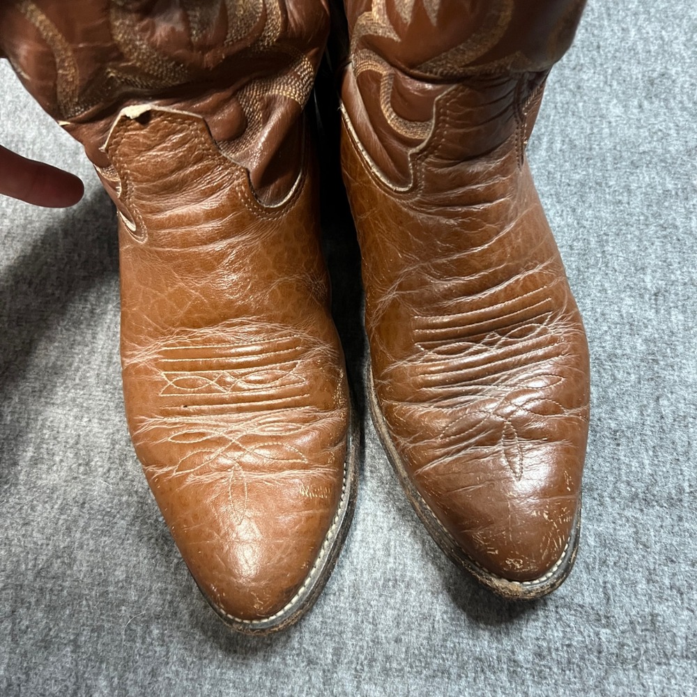Nocona Mens 7.5 Brown Leather Western Cowboy Boots Vintage Pointed Toe 59 403 - Picture 4 of 6